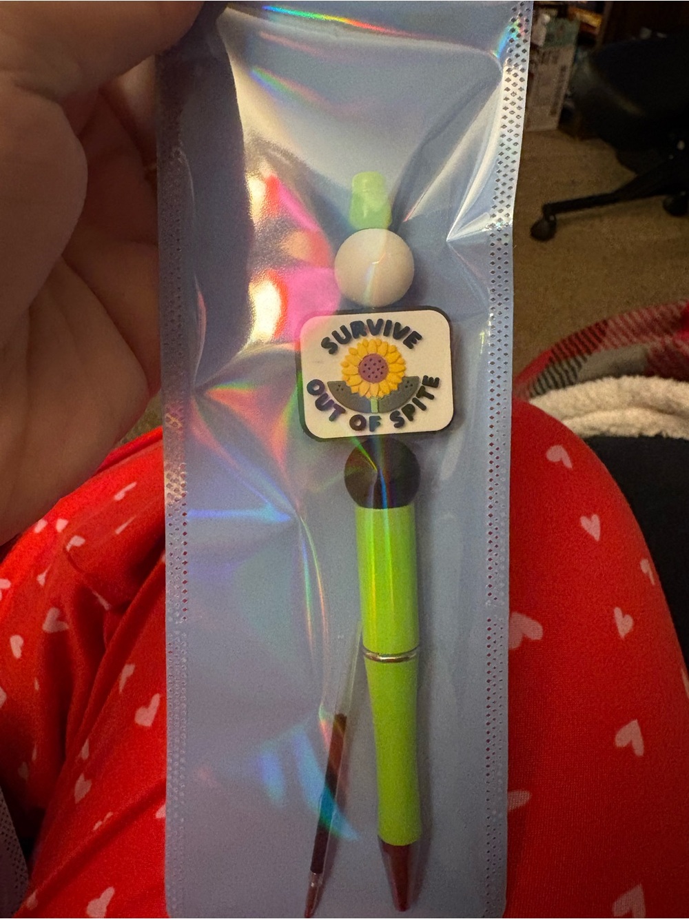 Unbranded Neon Green Touchscreen Stylus Pen with Sunflower Charm